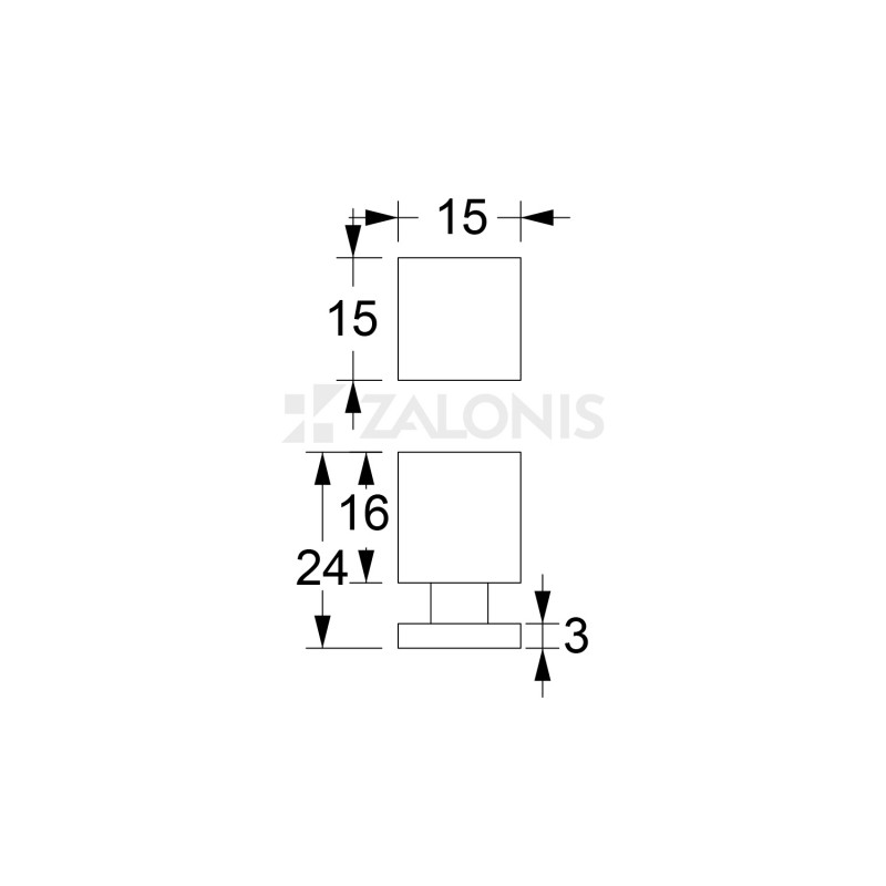 SQUARE FURNITURE KNOB / GOLD