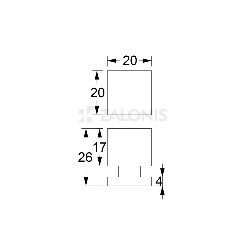 SQUARE FURNITURE KNOB / CHROME