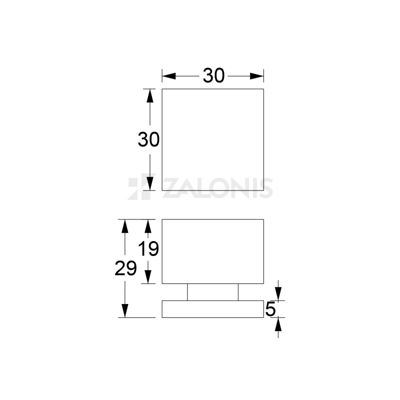 SQUARE FURNITURE KNOB / CHROME