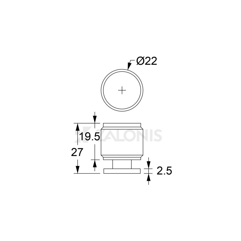 CYLINDER FURNITURE KNOB / GOLD