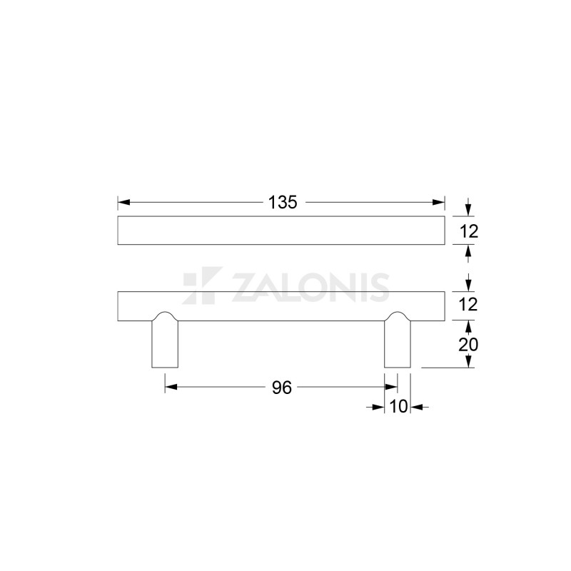 ROUND FURNITURE HANDLE / STAINLESS STEEL / MATT BLACK