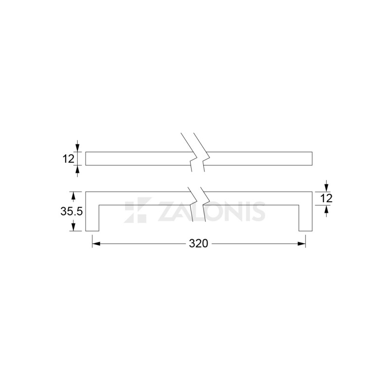 SQUARE FURNITURE HANDLE / INOX