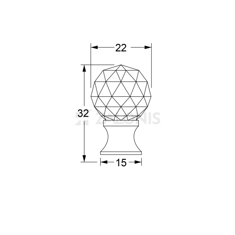 FURNITURE KNOB CRYSTAL SPHERE / MATT NICKEL