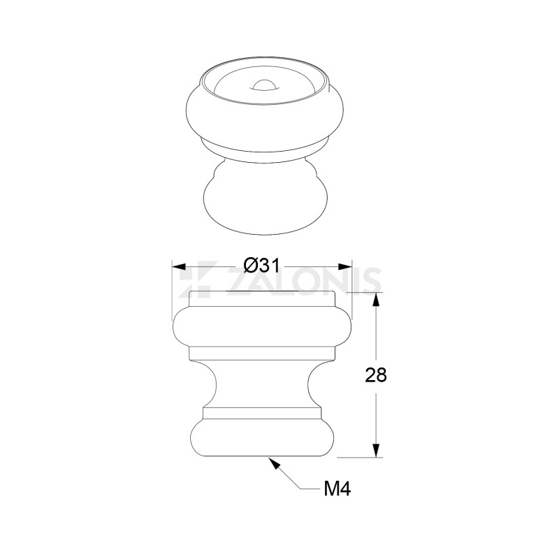 FURNITURE KNOB m.003 / RUSTIC BEECH / RAW