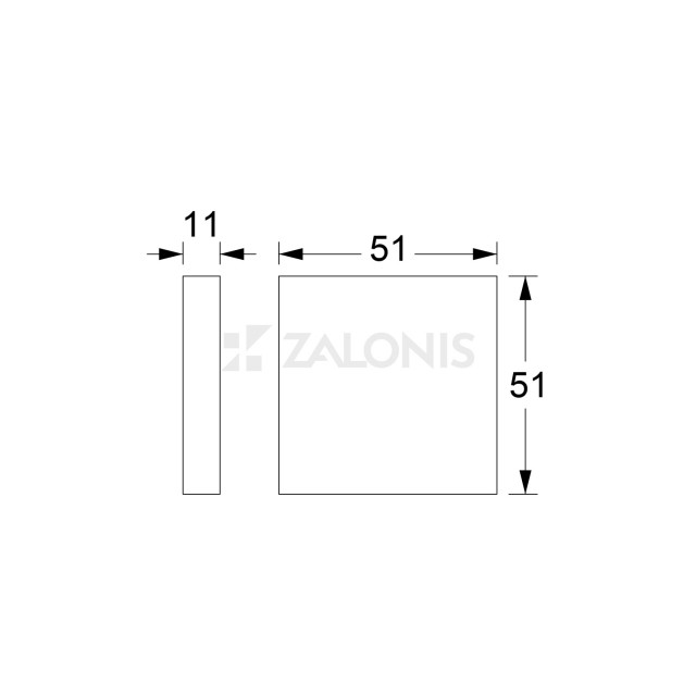 KEYHOLE LOCK SQUARE ROSETTE COVER / MAT CHROME
