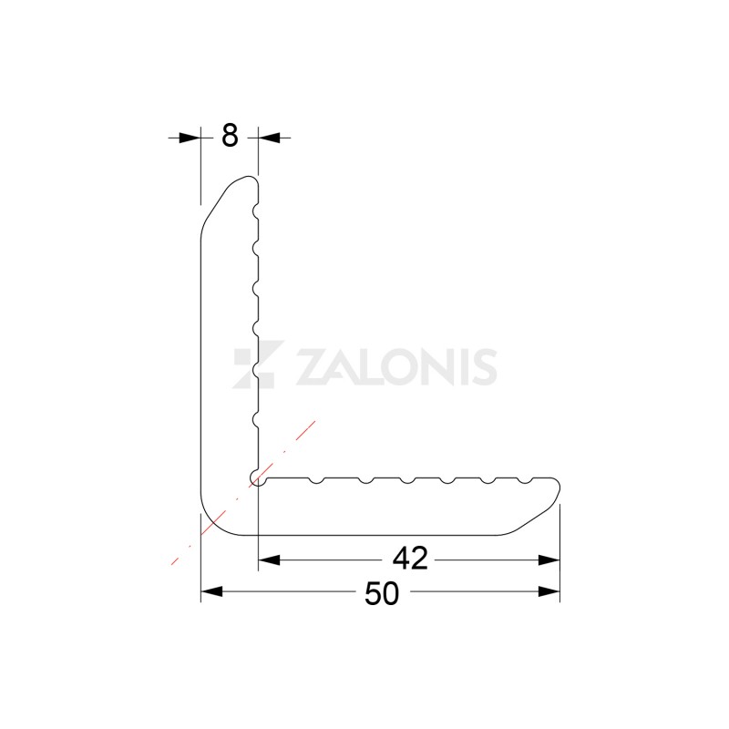 PROTECTIVE CORNER PROFILE PVC 50x50 mm, 1m / GREY