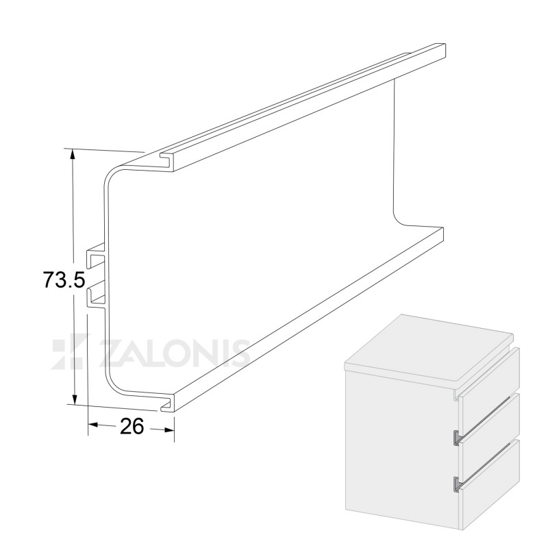 "C" PROFILE-GOLA 395 / MAT ALUMINIUM GOLA SYSTEM