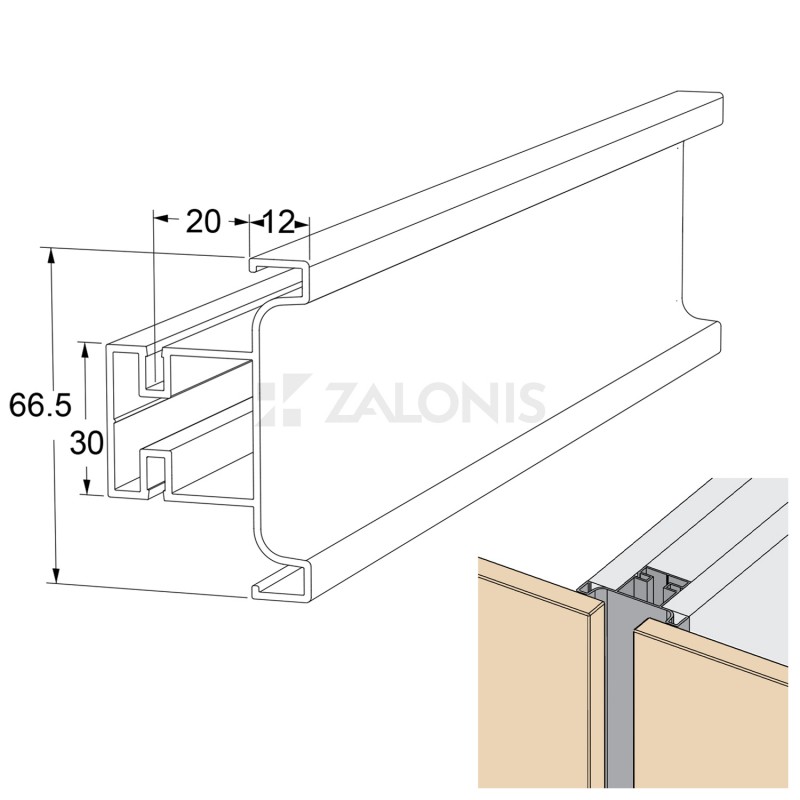 VERTICAL "C" PROFILE-GOLA 235 / WHITE GOLA SYSTEM