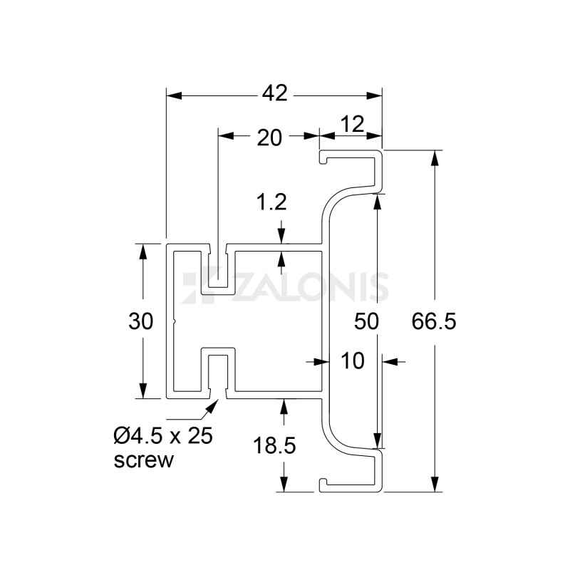 VERTICAL "C" PROFILE-GOLA 235 / MAT BLACK GOLA SYSTEM