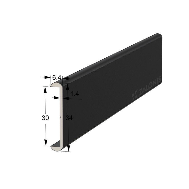 KITCHEN WORKTOPS ALUMINIUM END CAP 30 / MAT BLACK / DOUBLE OVERCAP VARIOUS PROFILES