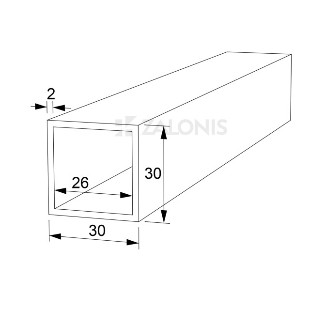 SQUARE ALUMINIUM PROFILE 30x30 / BLACK, GRAINED