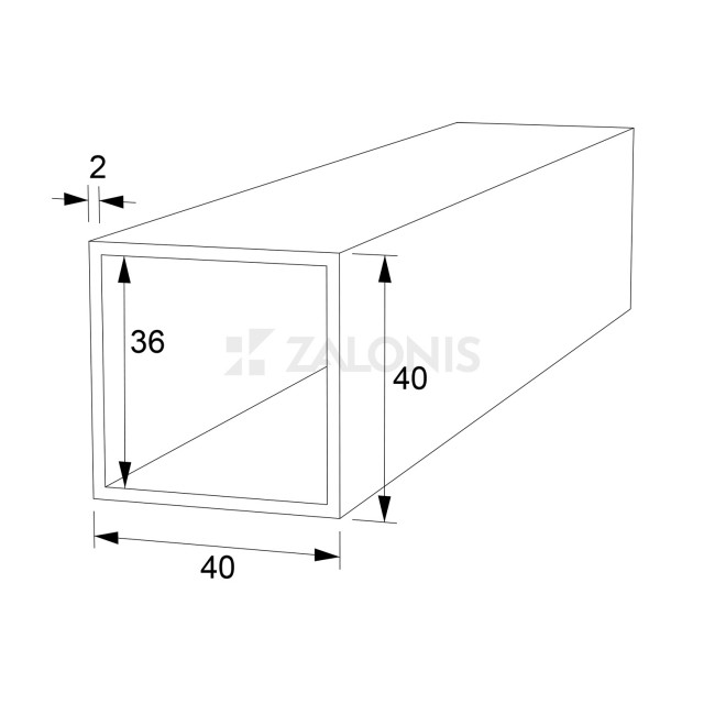 SQUARE ALUMINIUM PROFILE 40x40 / ANODISED