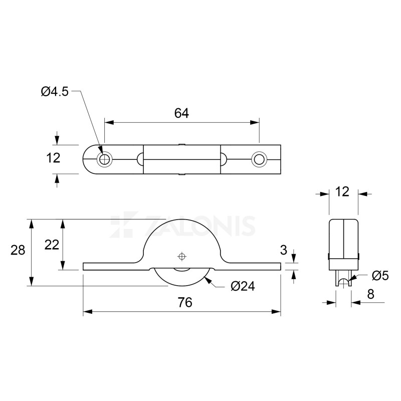BOTTOM SLIDING ROLLER D.24