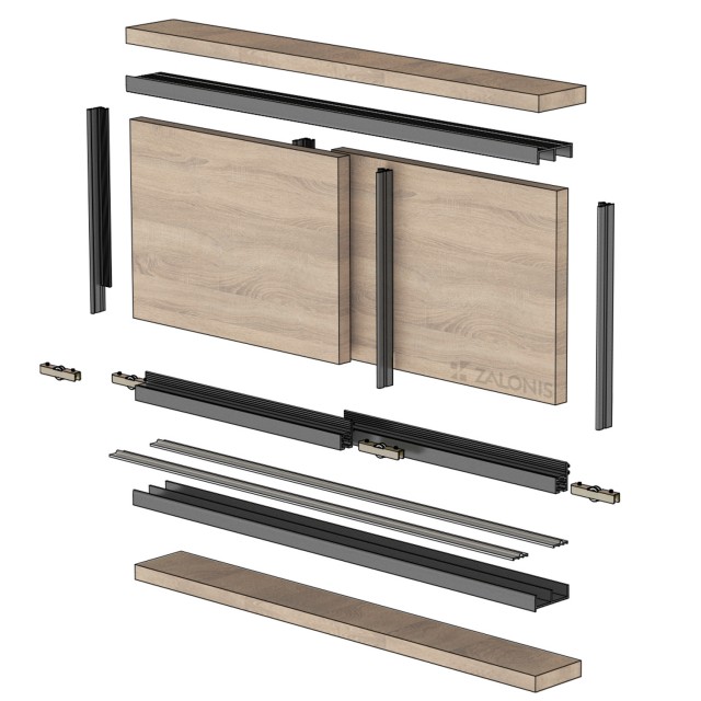 SLIDING SYSTEM m.420 WITH SIDE PROFILES / 2 LEAF / 2m