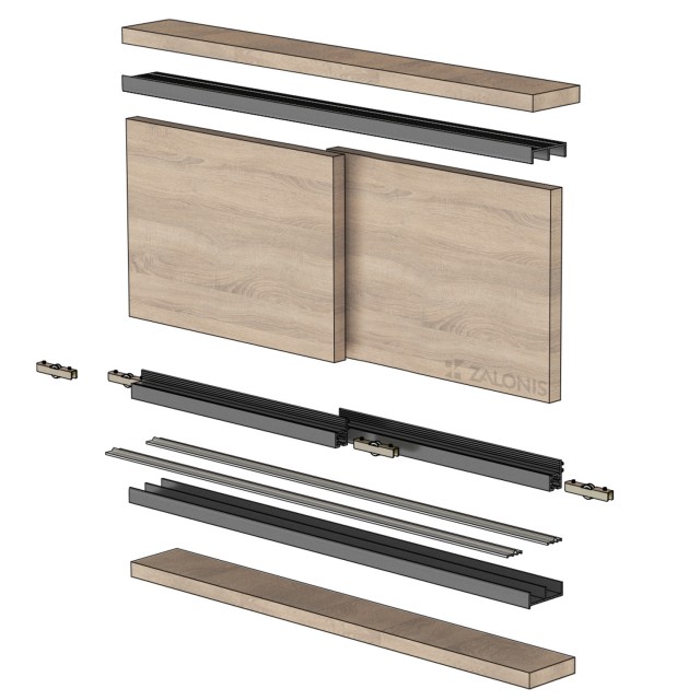 SLIDING SYSTEM m.420 WITHOUT SIDE PROFILES / 2 LEAF / 2m