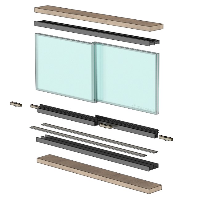SLIDING SYSTEM m.420 WITHOUT SIDE PROFILES / 2 LEAF / 2m