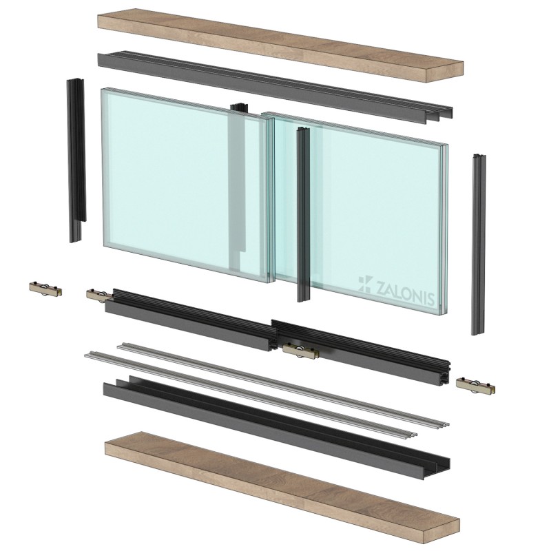 SLIDING SYSTEM m.420 WITH SIDE PROFILES / 2 LEAF / 2m SLIDING SYSTEM m.420