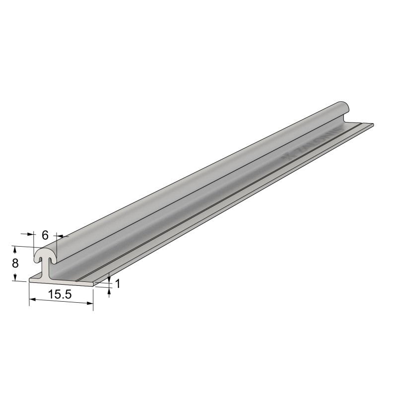 SINGLE GUIDE m.051 / 16x8mm / MAT ALUMINIUM ALUMINIUM PROFILES FOR SLIDING SYSTEMS