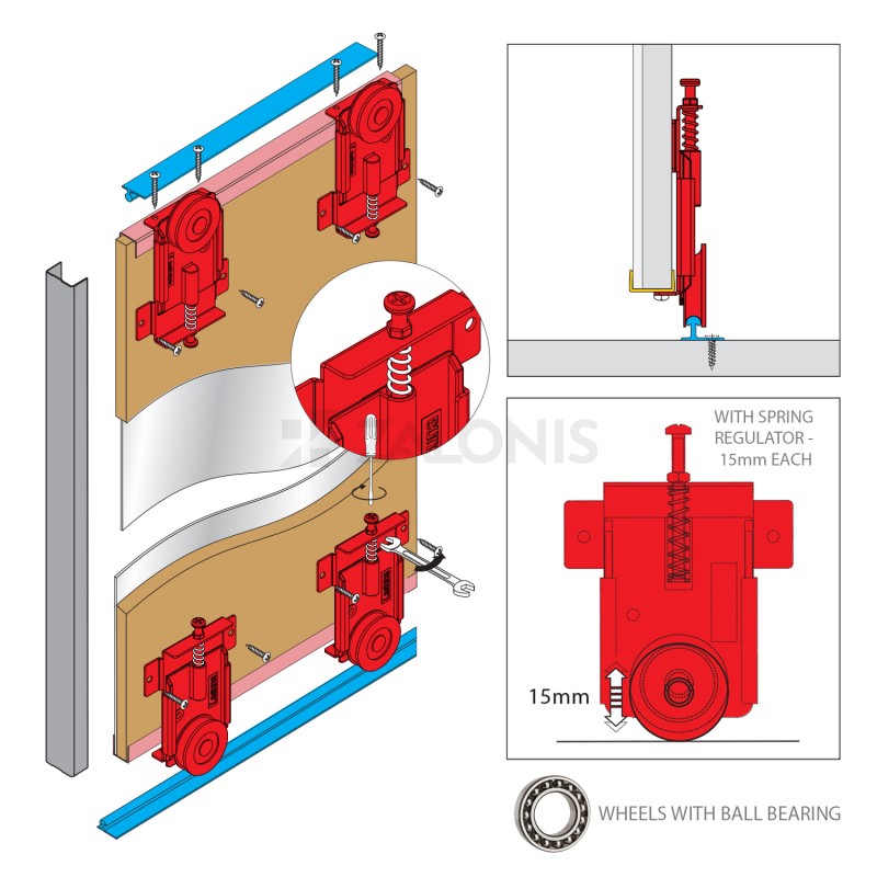 SINGLE GUIDE m.051 / 16x8mm / MAT ALUMINIUM ALUMINIUM PROFILES FOR SLIDING SYSTEMS