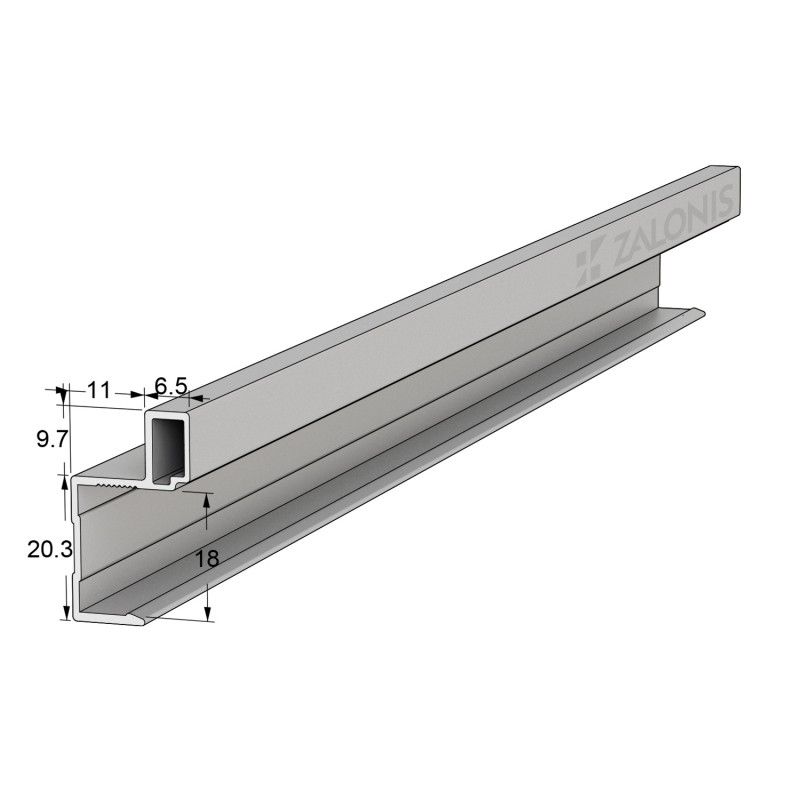 WARDROBE SQUARE HANDLE FOR DOOR 18mm / 270cm / MAT ALUM ALUMINIUM PROFILES FOR SLIDING SYSTEMS
