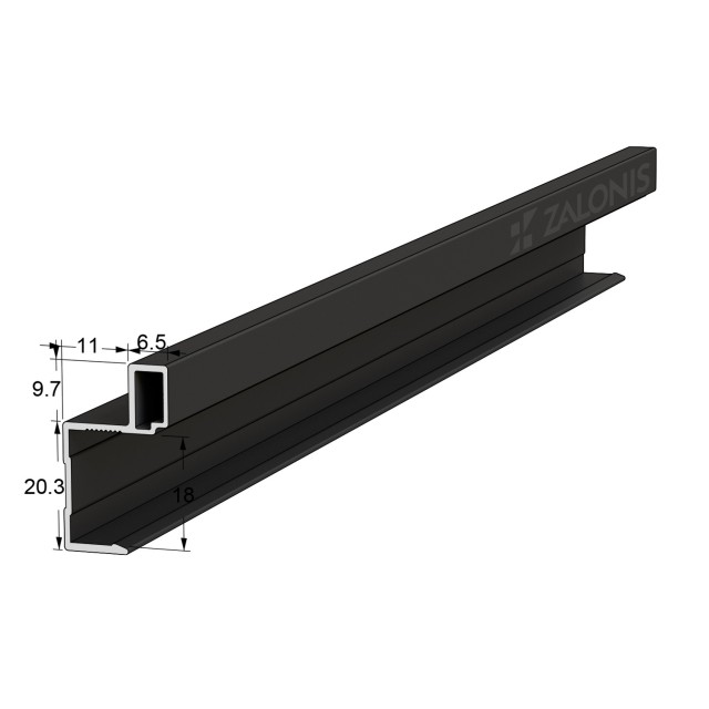 WARDROBE SQUARE HANDLE FOR DOOR 18mm / 270cm / MAT BLACK