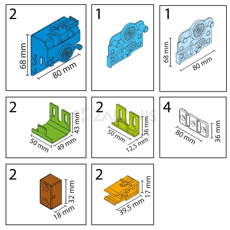 SET FOR RAIL SYSTEM SUPERIOR m.223 / 2 LEAFS / 60Kg/DOOR