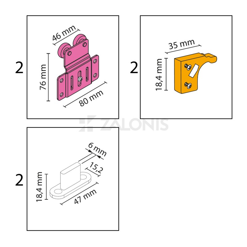SET FOR RAIL SYSTEM UNIFUTURE m.027 / 50Kg/DOOR
