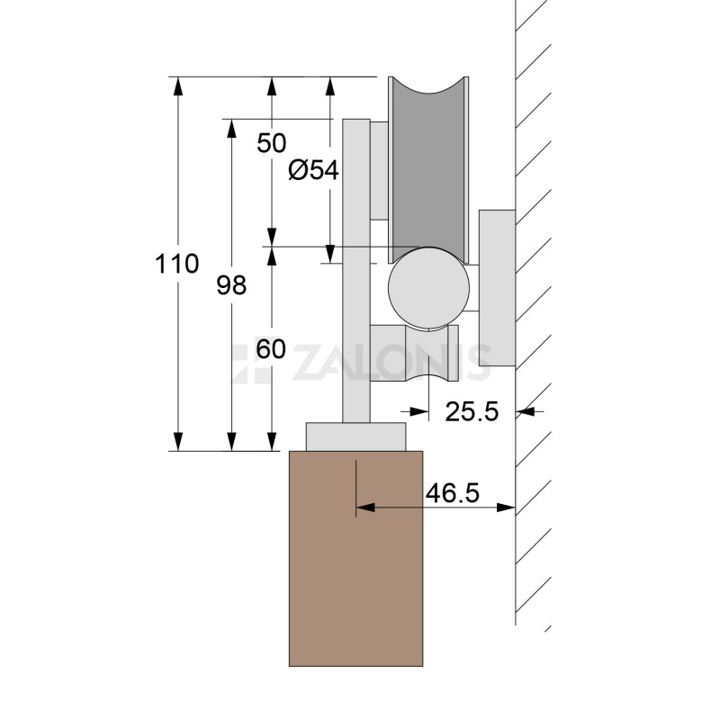 D.25 STAINLESS STEEL MODERN GLASS DOOR RAIL 200cm  BARN DOOR AND HARDWARE