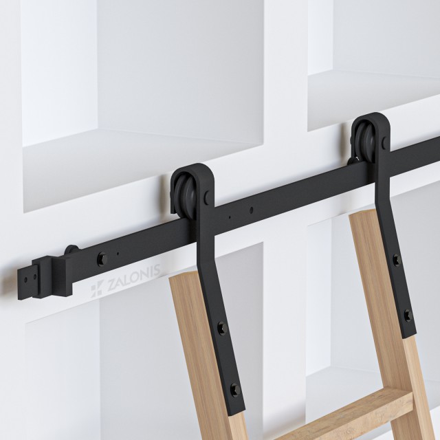 LIBRARY LADDER BARN RAIL 200cm/300cm BLACK D.70