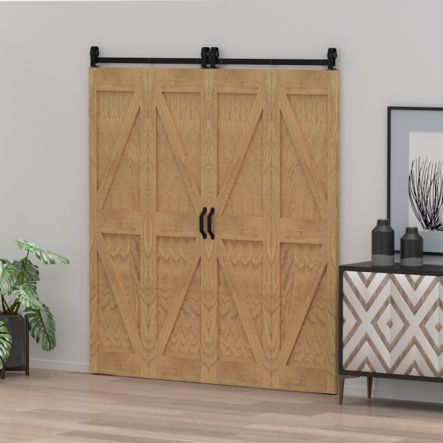 BIFOLD SLIDING BARN DOOR RAIL 200cm [4 LEAFS]/ BLACK / D.70