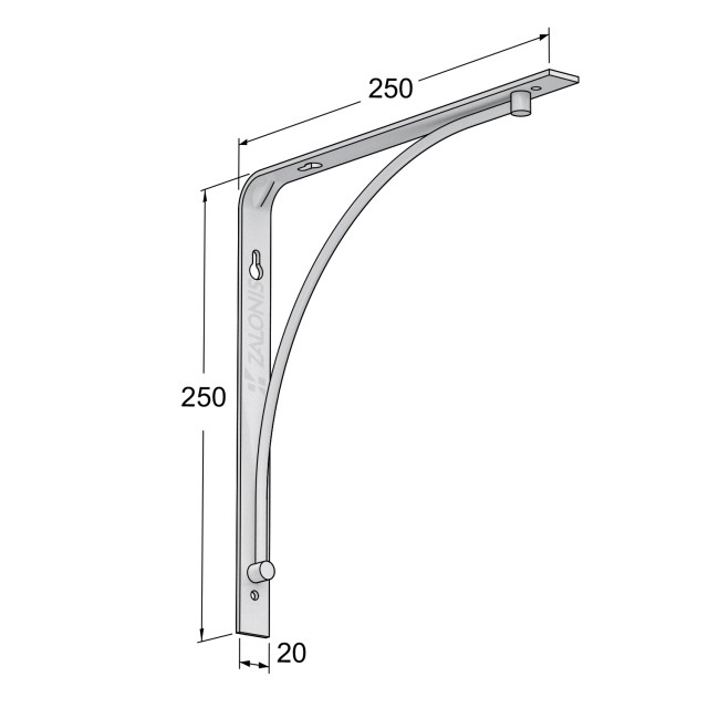 SHELF BRACKET m.211 / 250x250x20mm / WHITE