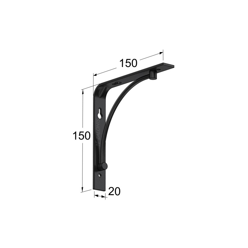 SHELF BRACKET m.211 / 150x150x20mm / BLACK