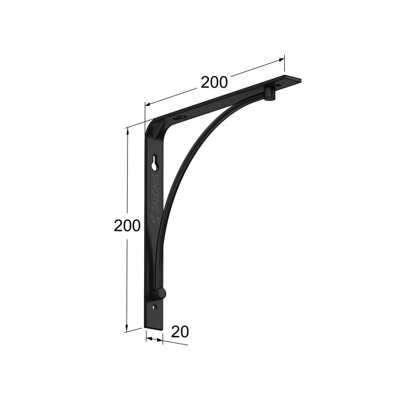SHELF BRACKET m.211 / 200x200x20mm / BLACK