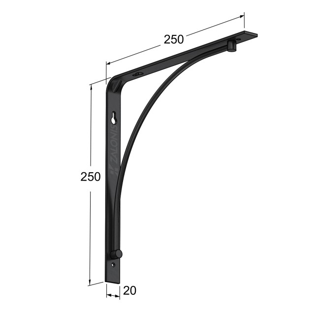 SHELF BRACKET m.211 / 250x250x20mm / BLACK