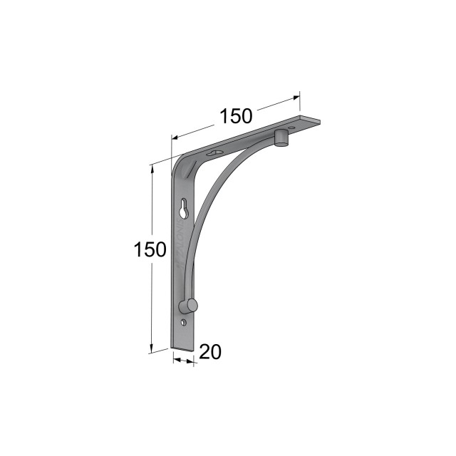 SHELF BRACKET m.211 / 150x150x20mm / GRAY