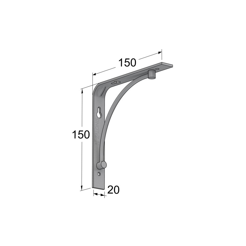 SHELF BRACKET m.211 / 150x150x20mm / GRAY