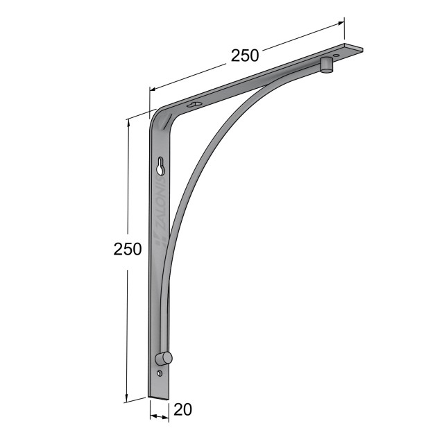 SHELF BRACKET m.211 / 250x250x20mm / GRAY