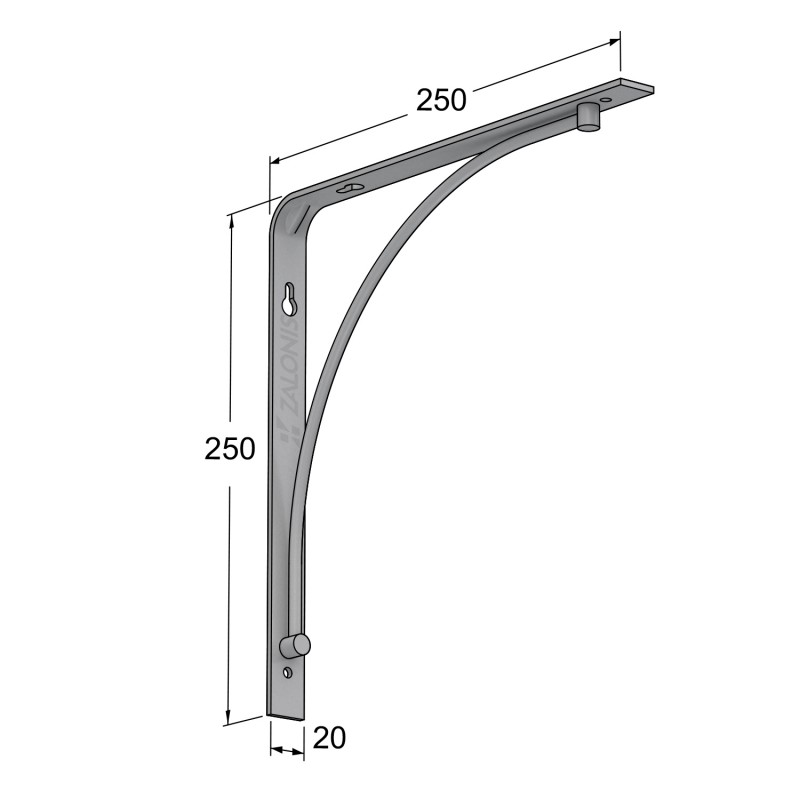 SHELF BRACKET m.211 / 250x250x20mm / GRAY