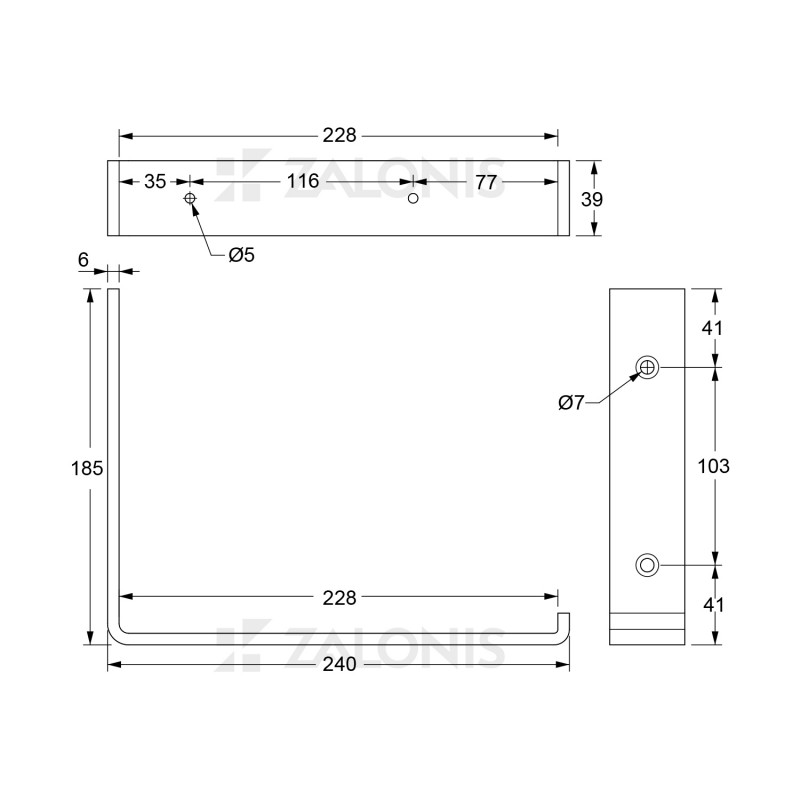SHELF BRACKET m.340 / 240x185mm / WHITE
