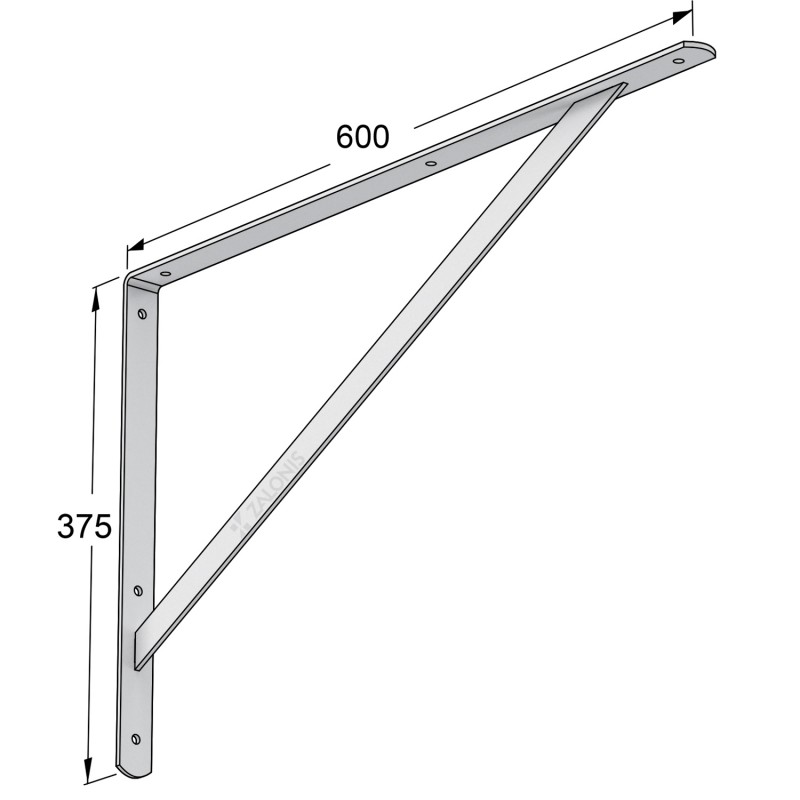 HEAVY DUTY SHELF BRACKET 600x375mm / 150kg / WHITE HEAVY DUTY SHELF BRACKETS