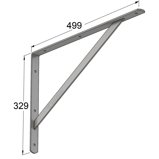 HEAVY DUTY SHELF BRACKET 500x325mm / 185kg / GRAY