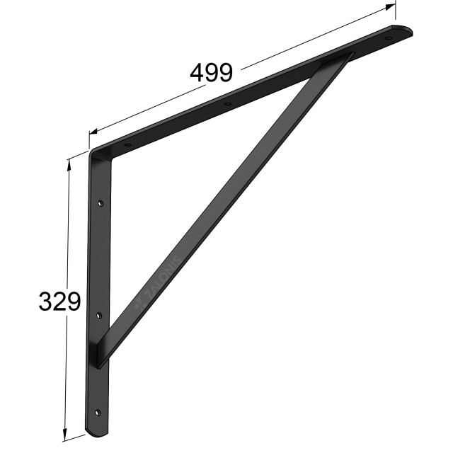 HEAVY DUTY SHELF BRACKET 500x325mm / 185kg / BLACK