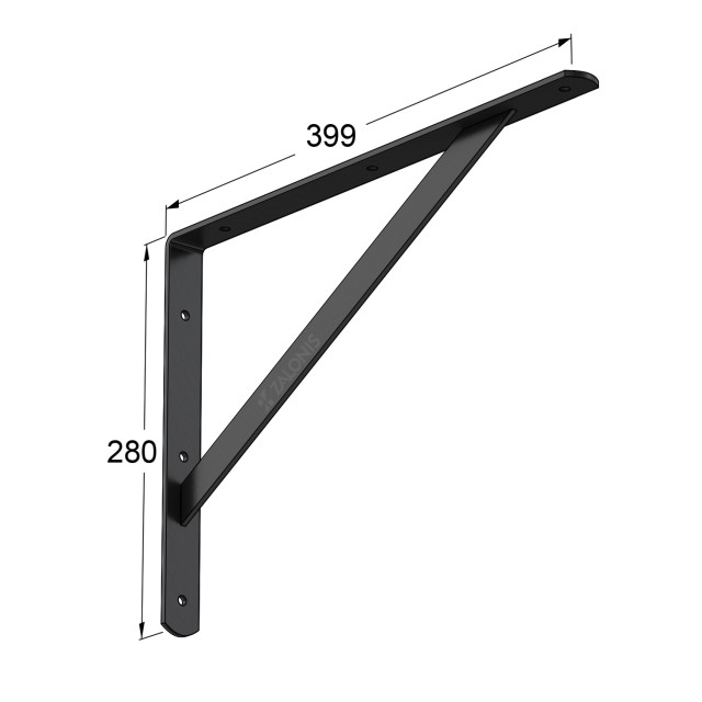 HEAVY DUTY SHELF BRACKET 400x280mm / 225kg / BLACK