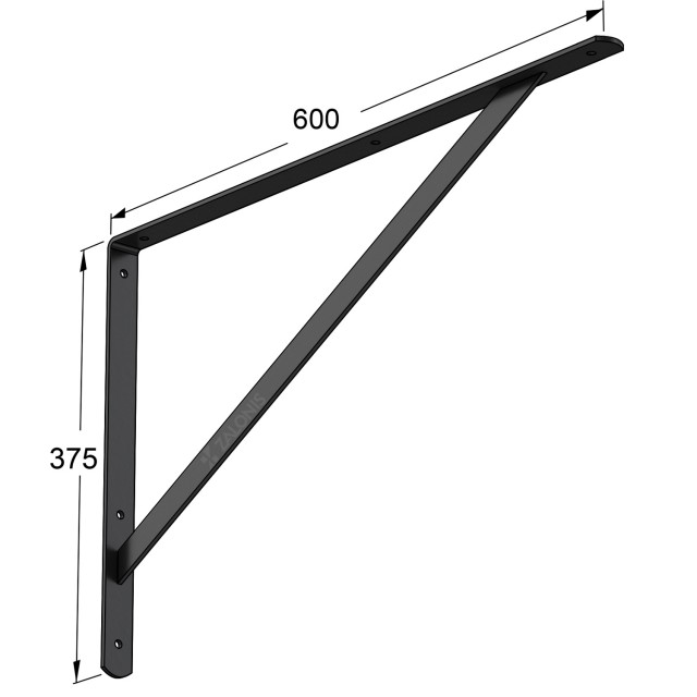 HEAVY DUTY SHELF BRACKET 600x375mm / 150kg / BLACK