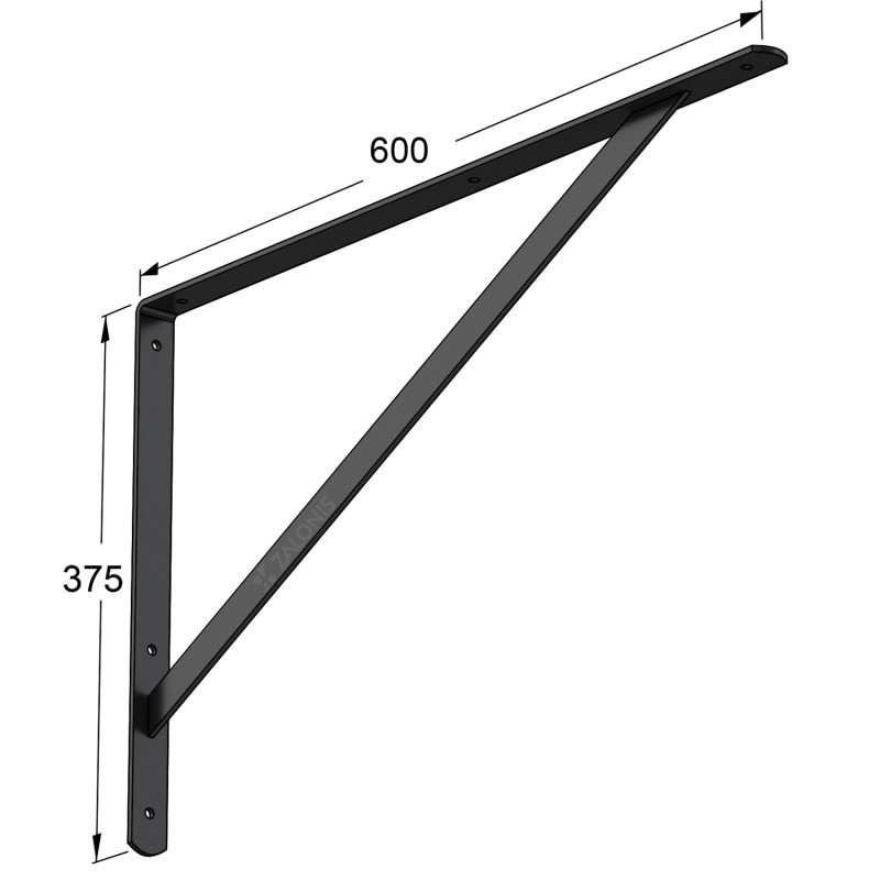 HEAVY DUTY SHELF BRACKET 600x375mm / 150kg / BLACK HEAVY DUTY SHELF BRACKETS