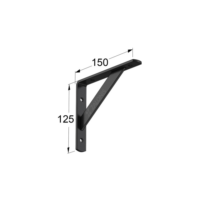 HEAVY DUTY SHELF BRACKET 150x125mm / 320kg / BLACK