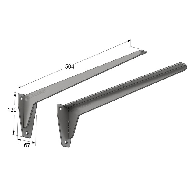 HEAVY DUTY SHELF BRACKET m.380 / 504x130 mm / 150kg/PAIR / GRAY
