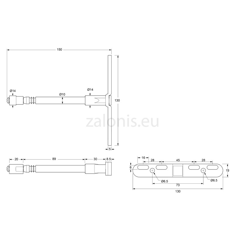 FLOATING SHELF BRACKET D.14x150 \ ADJUSTABLE CONCEALED SHELF BRACKETS