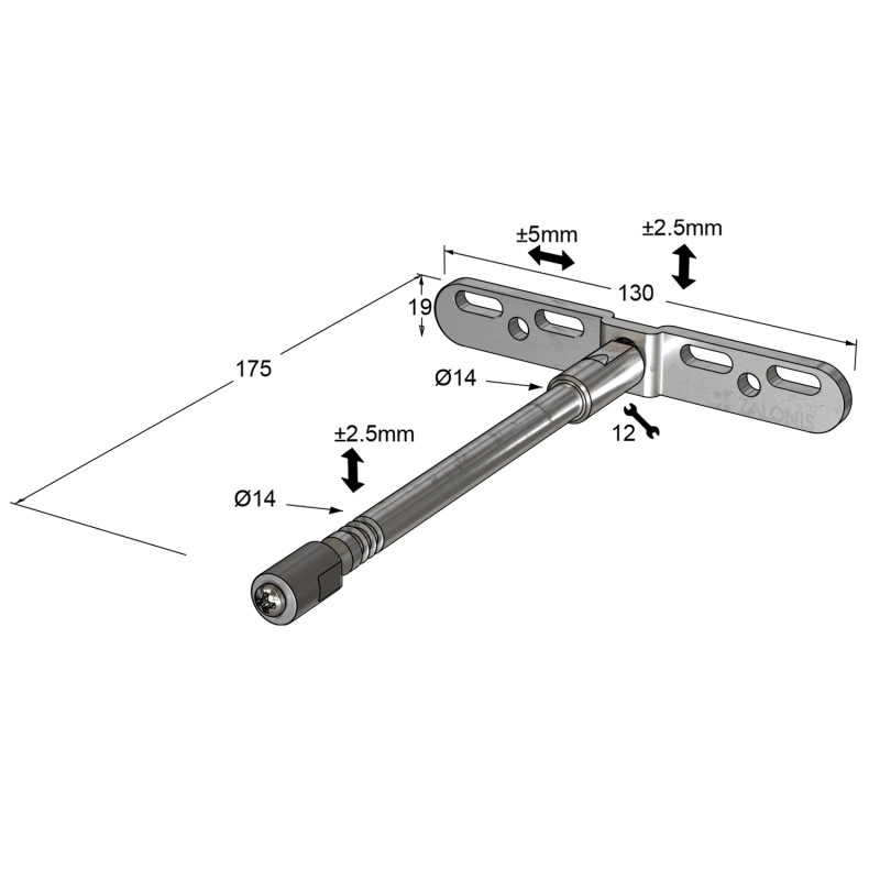 FLOATING SHELF BRACKET D.14x175 / ADJUSTABLE