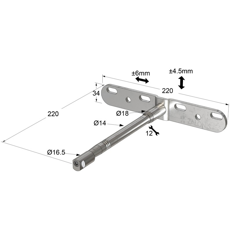FLOATING SHELF BRACKET D.18x220 / ADJUSTABLE